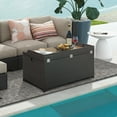 thumbnail image 3 of Gymax Patio Wicker Bench Deck Box w/ Acacia Wooden Seat Storage Bench Poolside Garden, 3 of 10