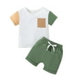 thumbnail image 1 of Gibobby Conjunto térmico bebé Camiseta de manga corta de retazos para niños pequeños, camisetas, pantalones cortos, trajes para niños(Blanco, 3-6 Meses), 1 of 5