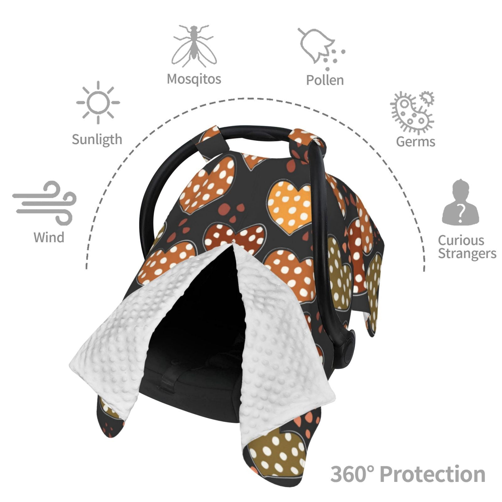 Naloa Heart Baby Car Seat Cover, Breathable Baby Carrier Cover, Multiuse Baby Carrier Cover & Nursing Breastfeeding Cover