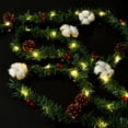 Christmas Garland with Lights, Red Berry Pine Cone 16ft 50 LED Garland