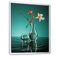 thumbnail image 2 of Designart "Tranquil Turquoise Floral Vase" Flowers Floater Framed Wall Art Prints, 2 of 5