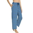 thumbnail image 2 of Kll Womens Blue Gingham Print Pajama Pants Soft Pajama Bottoms For Women Cozy Lounge Pants, 2 of 9