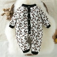 thumbnail image 2 of CUZIBR Baby Girls Boys Cartoon Leopard Print Jumpsuit Oneise Romper Winter Warm Clothes Birthday Dailywear For Toddler, 2 of 4