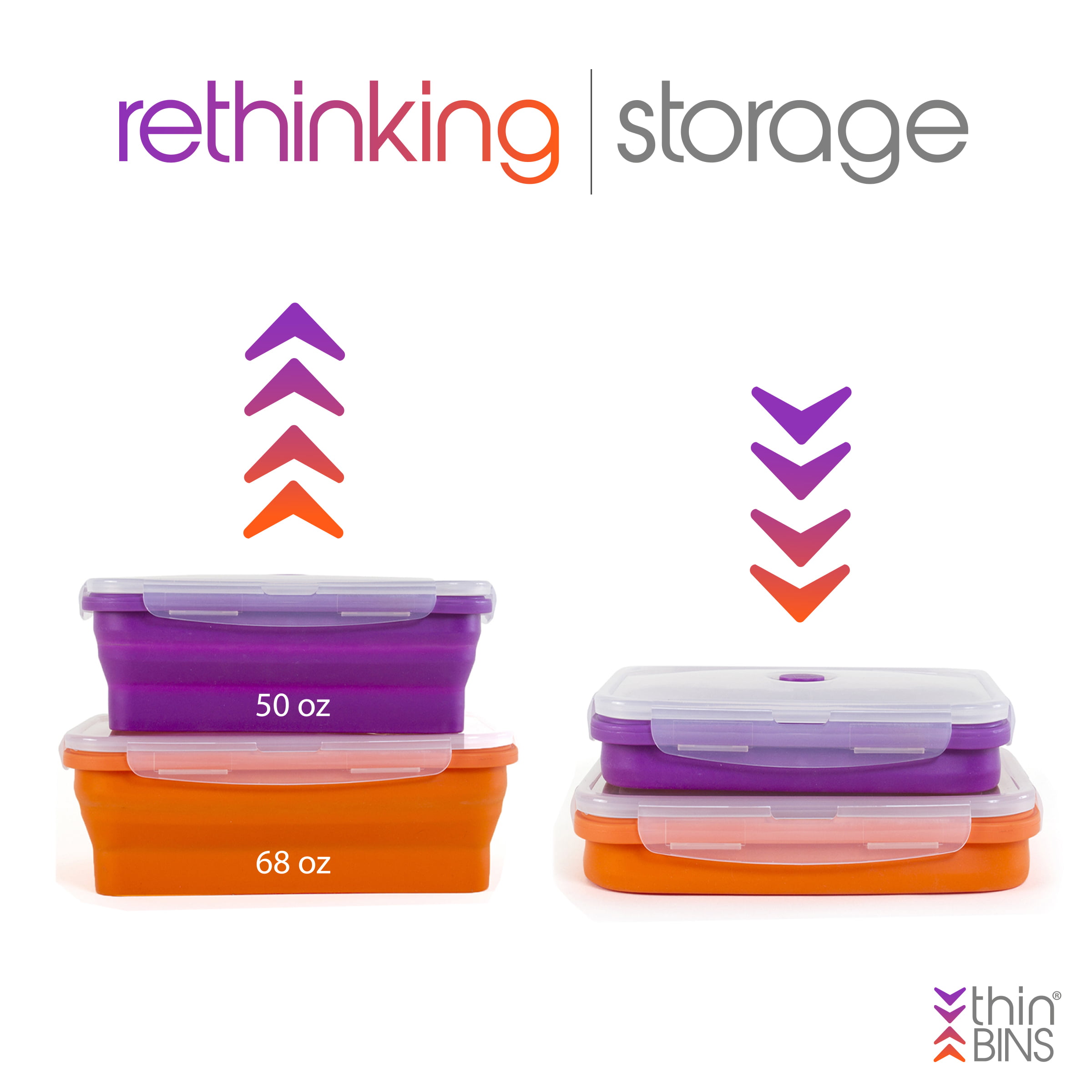 Kitchen + Home Thin Bins Collapsible Containers - Set Of Silicone Food Storage  Containers : Target