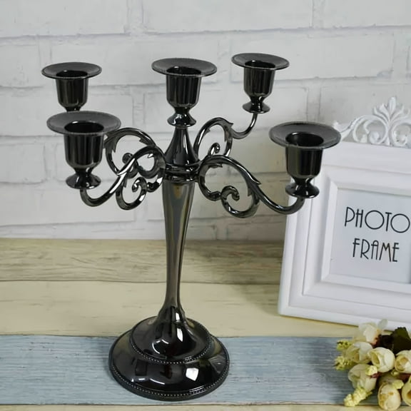 5-Candle Metal Candelabra Candlestick Holders 10.6 Inch Tall Candle Holder Wedding Event Candelabra Candle Stand Seasonal Holiday Decorations, Candleholders