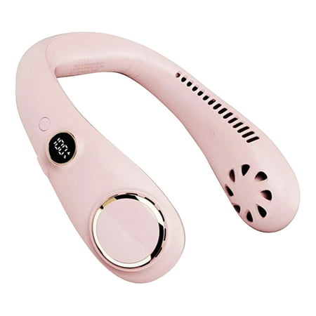 

Nitouy Bladeless Mini Sports Fan Digital Display Hanging Neck Fan 3 Gear Adjustable Low-noise for Camping Hiking Fishing (Pink 3000mAh)