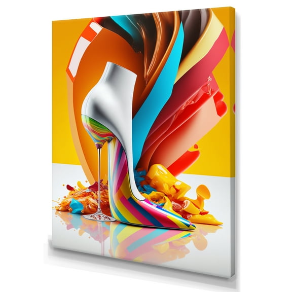 Designart Multicolor Glass High Heel Shoe II Canvas Wall Art