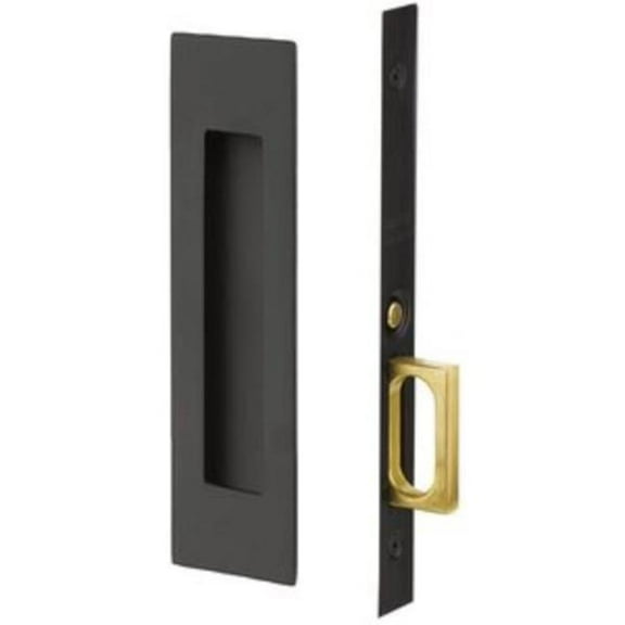 Emtek 2154US19138 Narrow Modern Rectangular Passage Pocket Door Mortise Lock for 1.375 in. Door, Flat Black