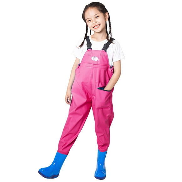 Toimothcn Toddler Girls Trousers Cartoon Animal Printed Fishing Waders With Pocket Wide Leg Waterproof Soft Loose Hunting Waders 8-9 Years