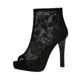 thumbnail image 4 of Oyedens Womens Platform Stiletto High Heels Ankle Booties Sexy Lace Open Toe Dress Pump for Ladies, 4 of 5