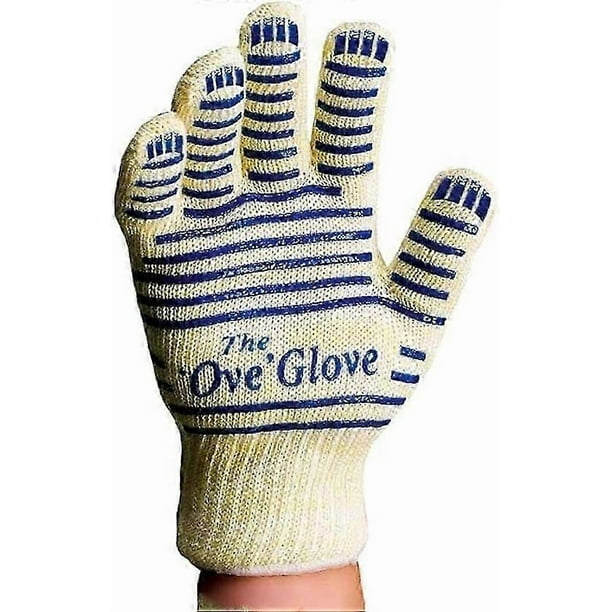 Oven Glove Hot Surface Handler Oven Mitt Glove, Perfect for Kitchen/Grilling, 540 Degree Resistance, Heat & Flame,Beige Blue 26*15.6cm