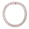thumbnail image 3 of Collar cubano para hombre Joyería de diamantes de 16 pulgadas Collar de hip hop Cadena de eslabones cubanos de MiamiOro rosa, 3 of 12