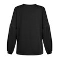 thumbnail image 4 of Long Sleeve Sweaters Solid Color O-Neck Shirts With Long Sleeve Loose Casual For Girl Tunic Tops 5 Sizes 4 Colors Wine Pink Gray Black, 4 of 11
