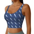 thumbnail image 2 of Sports Bras For Women Workout Tank Tops, Cute Cartoon Shark Navy Blue Running Vest With Removable Cups, 2 of 2