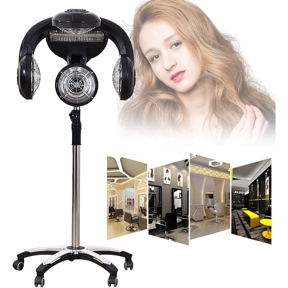 Standing Hair Color Processor,Independent 5 Bulbs Control,Salon Hair Dryer 0-176°F Temp Adjust,53.9-64.5in Height Adjust,4-in-1 Salon Perm Machine 110v 1400w,Black