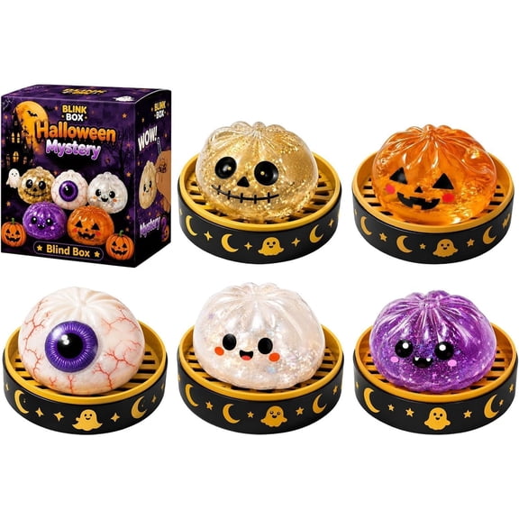 Halloween Ghost Dumpling Squishy, Cute Bao Dumplings Slow Rising Stress Ball Squeeze Stress Relief Fidget Sensory for Anxiety Stress Party Favors Holiday & Birthday Gifts (6pcs)