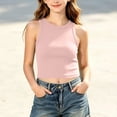 thumbnail image 7 of Fengqque Girls Tank Tops Athletic Sleeveless Crew Neck Ribbed Casual Solid Color Workout Crop Tops 9-14 Years Pink 13-14 Years, 7 of 7