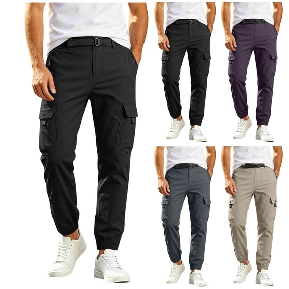 Men's Hiking Pants Cargo Lightweight Quick Dry Golf Pants with Snap Pockets Water Resistant Big and Tall Size S-3XL Purple