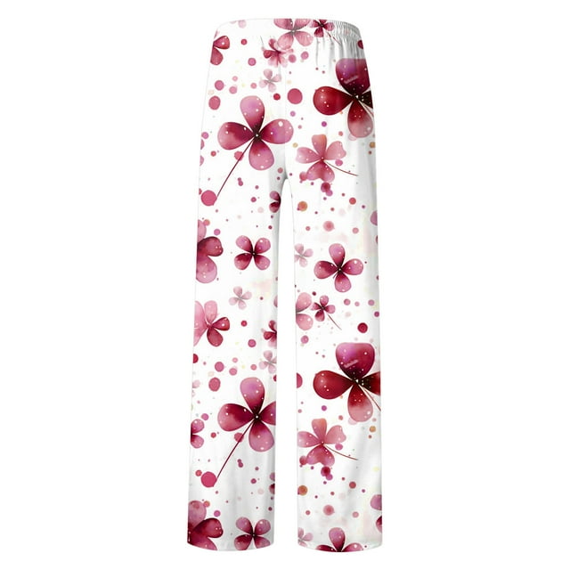 Rovga Pantalon Homme Mode Imprimé Fleur Pantalon Droit Coupe Décontractée Pantalon Confortable Léger Usage Quotidien Rouge 3TG