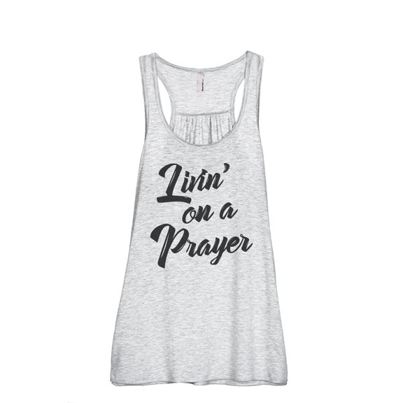 Livin' On A Prayer Women's Fashion Sleeveless Flowy Racerback Workout Yoga Tank Top Sport Grey Medium