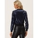 thumbnail image 4 of Disfraz de navidad Top de lentejuelas para mujer, manga larga, brillante, brillante, para fiesta, chaqueta de bombardero Armada M, 4 of 6