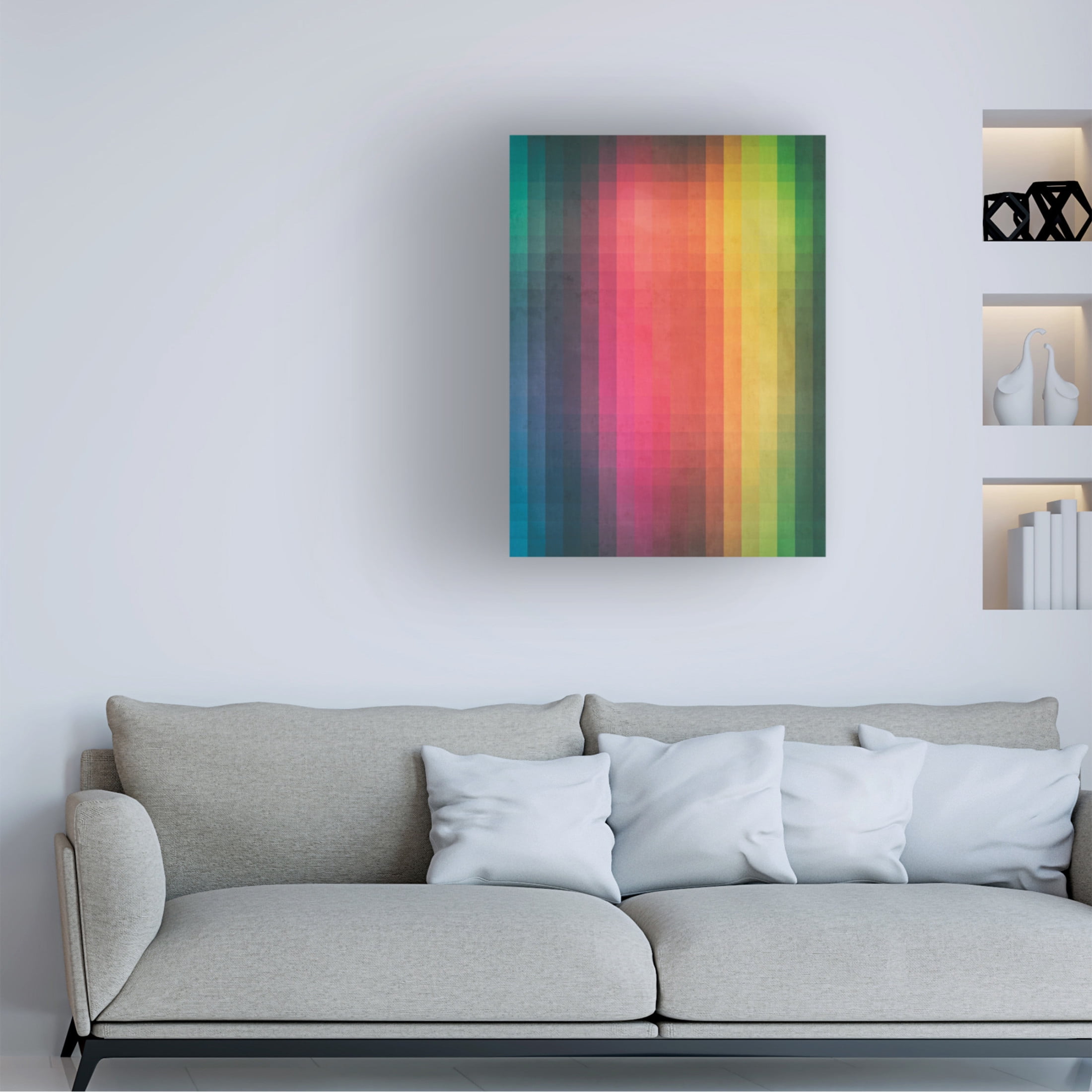 Canvas Wall Art - Tom Quartermaine 'Unique Abstract Rainbow Pixel' Wall Art for Living Room, Bedroom, or Office Décor by Trademark Fine Art - 35 x 47 Inches