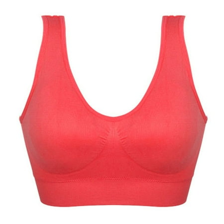 

Womens Sports Bra Wirefree Seamless Padded Yoga Bra for Workout Gym Womens Seamless Sports Bra Red M