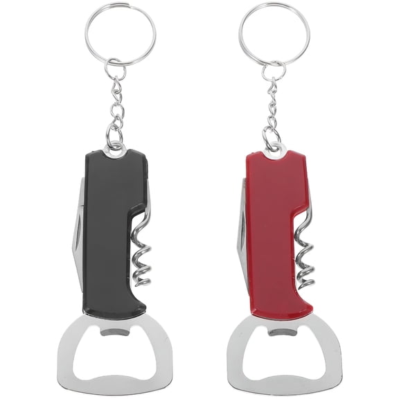 ACDANC 2 Pcs Bottle Opener Wine Manual Keyring Openers Stainless Steel Corkscrew Keychain Metal Beer