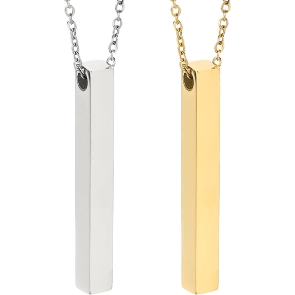 Zephyriana Stainless Steel Bar Pendant Necklace for Men and Women, Stamping Blank Engravable Charm Pendant Necklace Jewelry Gifts for Birthday