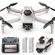 Foldable GPS Drone Built-in LCD Screen on Remote, Wefone L106 Drones with Camera for Adults 4K, Lightweight, Under 249g, 2 Batteries, Gray
