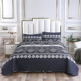 thumbnail image 1 of Bohemian Geometric Small Flora Quilt Set Queen (90x90 Inch), 3 Pieces(1 Geometric Boho Quilt and 2 Pillowcases), Bohemian Reversible Bedspread Microfiber Coverlet Sets All-Season, 1 of 5