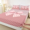 thumbnail image 4 of Erosebridal Teens Vintage Floral Bow Bed Sheets 4pcs,Girls Ombre Polka Dots King Sheets,Microfiber Bedroom Decor, 4 of 5