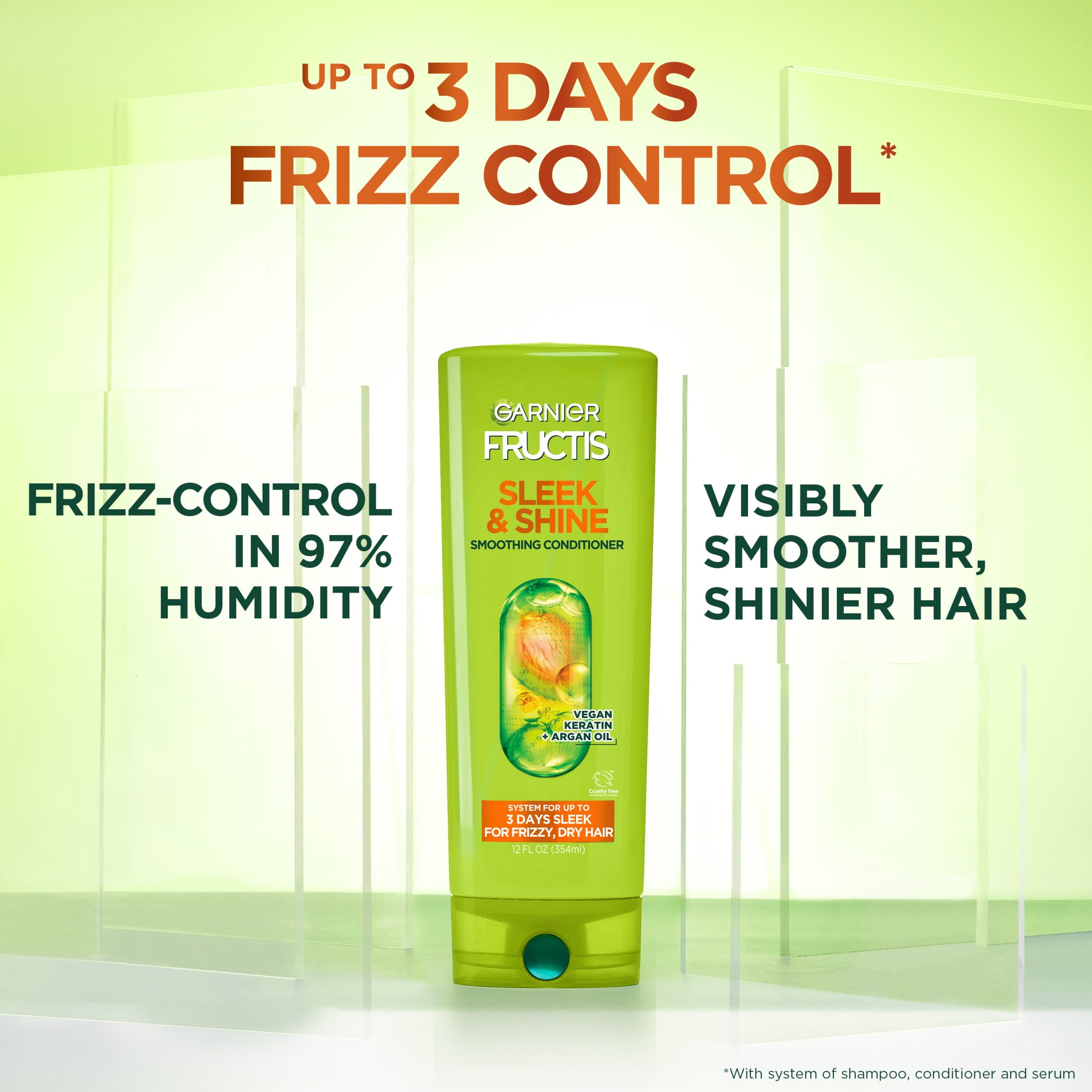 (4 pack) Garnier Fructis Sleek and Shine Smoothing Conditioner with Argan Oil, 33.8 fl oz