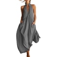 thumbnail image 2 of Favoffer Women's Deep V Neck Jumpsuit Sleeveless Loose Wide Leg Side Pocket Casual One Piece Outfit Fashion Daily Bottom for Party Indoor Leisure, 2 of 5