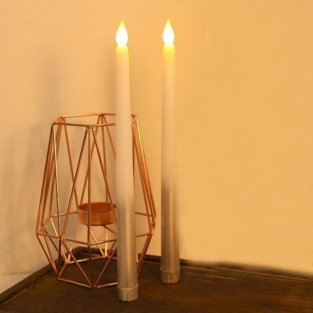 Flameless Taper Candles 2 Pcs Realistic 3D Flame with Wick