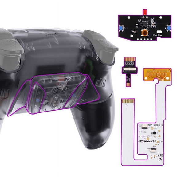 eXtremeRate Back Paddles Programable RISE4 V3 Remap Kit for PS5 Controller BDM-030 040 050, Upgrade Board Clear Redesigned Bottom Shell 4 Back Buttons Set for PS5 Controller - NO Controller