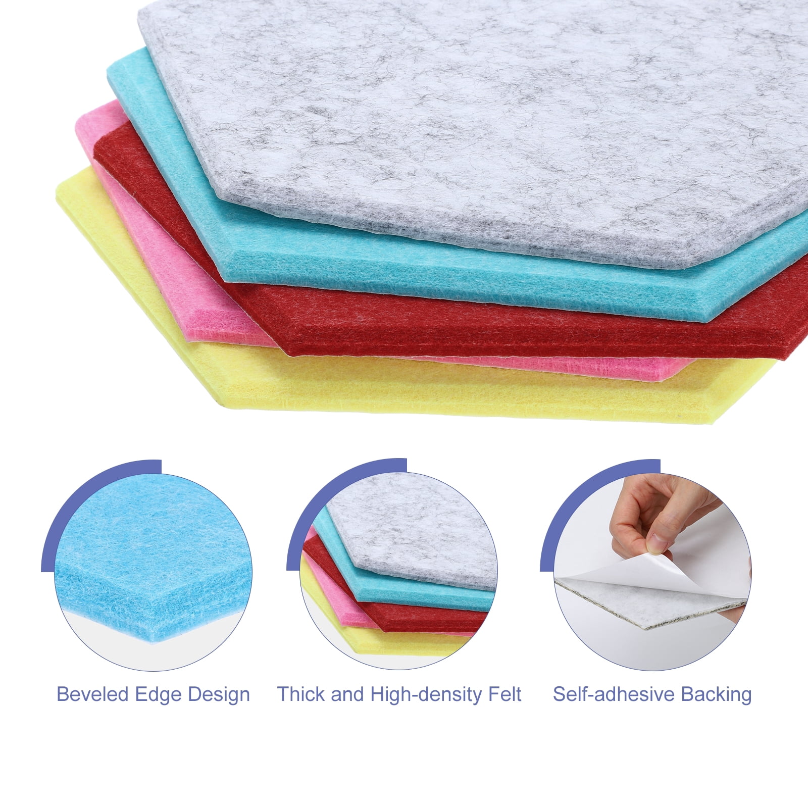 Hexagon Acoustic Panels B1 Fireproof Soundproof Foam Panels with 30 Push Pins(Sea Blue)