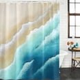 thumbnail image 2 of Teal Ombre Ocean Shower Curtain, Waterproof Shower Curtains for Bathroom, Summer Beach Coastal Waves Gradient Washable Fabric Bathtub Curtain Set Bath Decor with 12 Hooks Standard 72"x72", 2 of 8