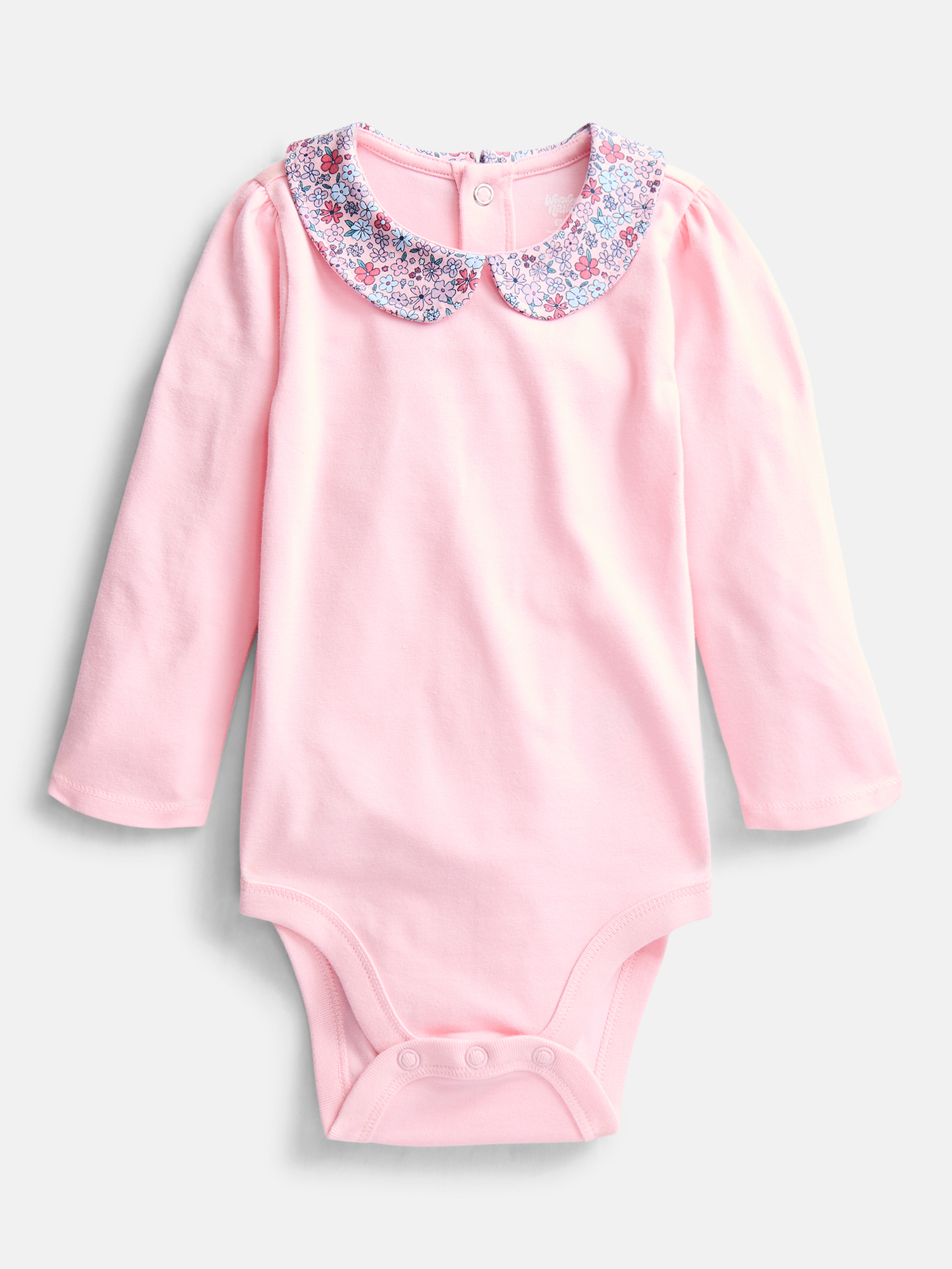 Wonder Nation Baby Girls Collared Bodysuit with Long Sleeves photo 1
