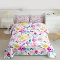 thumbnail image 2 of Homewish Watercolor Floral Queen Comforter Set,Modern Graffiti Flower Bedding Sets,Pink White Bedding Comforter Set For Girls Teens,Luxury Bedroom Decor Reversible,3 Pieces, 2 of 8