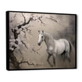 thumbnail image 2 of Designart "Horse Grey Asian Painting II" Animals Floater Framed Wall Art Print, 2 of 7