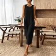 thumbnail image 5 of Zpzdpjkx Sleeveless Cotton Linen Midi Dresses for Women Solid Loose Tank Dress Pleated Back Casual Summer Vacation Shift Dress, 5 of 9
