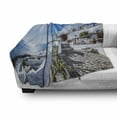 thumbnail image 3 of Summer Soft Flannel Fleece Throw Blanket, Oia Village in Santorini Island Greece with Aegean Sea Scenery Image, Cozy Plush for Indoor and Outdoor Use, 50" x 60", Blue and White, by Ambesonne, 3 of 6