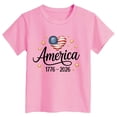 thumbnail image 4 of mgoYE Girls Boy's 250 Years America Anniversary 250th Independence Day Vintage O-Neck T-Shirt 250th Anniversary USA Polo Shirt Girls(Pink,5-6 Years), 4 of 4