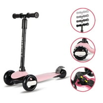 HighTech Mega GlideKick 3-Wheel Foldable Scooter With Lightup Wheels & Extendable T-Bar - Pink