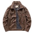 thumbnail image 5 of IROINNID Men's Bomber Jacket Long Sleeve Solid Color Casual Lapel Lamb Fleece Jacket Corduroy Plus Fleece Thickened Outwear Jackets, 5 of 9