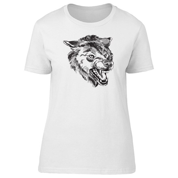 Angry Wolf (Black And White) Tee Men's -Image by Shutterstock