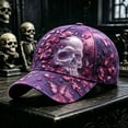 thumbnail image 2 of OOOUM Unisex Gradient Baseball Cap Skull Flower Butterfly Print Adjustable Dad Hat Gothic Street Casual Sun Hat Purple, 2 of 4