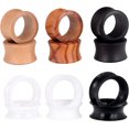 6Pairs Wood Silicone Ear Plugs Tunnels Expander Hanger Gauges Earrings