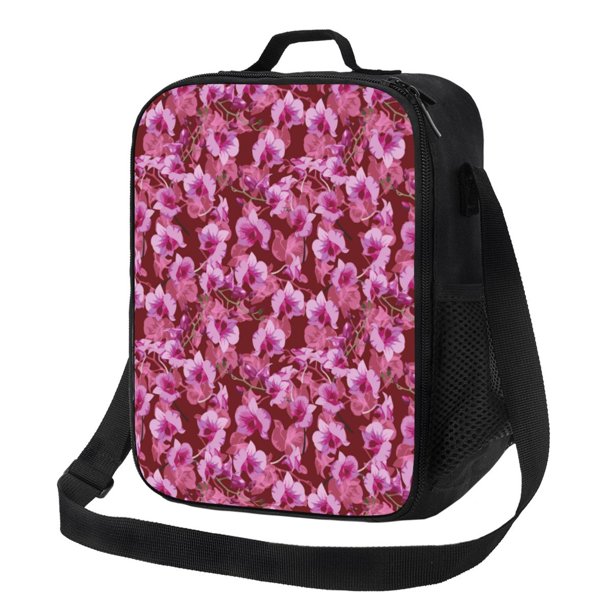 Balery Orchids Flowers Caja de Almuerzo y Bolsa de Almuerzo para Hombres y Mujeres, Bolsa de Almuerzo Reutilizable con Gran Capacidad, Bolsa de Almuerzo Aislada
